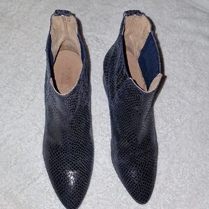 Elegant Navy Snakeskin Ankle Boots‎